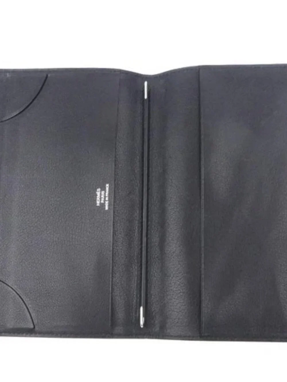 Auth HERMES Agenda/Note Cover Black Leather - e61443a